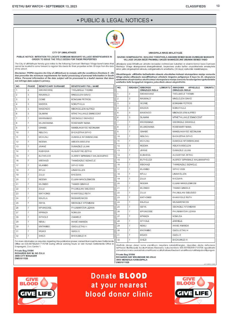 EYETHU BAY WATCH page 13